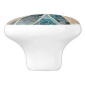 Zand & Zee Strand & Oceaan Abstract Aqua Blue Mosa Keramische Knop (Zijkant)