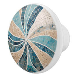 Zand & Zee Strand & Oceaan Abstract Aqua Blue Mosa Keramische Knop