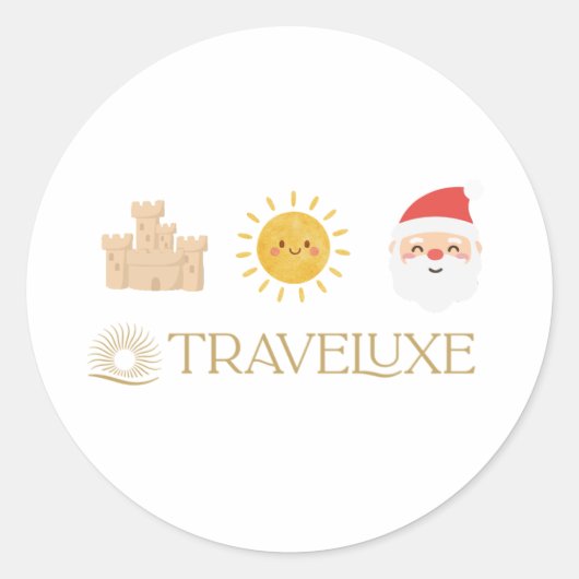 Zand Zon en Sinterklaas Ronde Sticker (Voorkant)