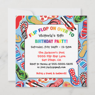 Zandaal Birthday Party Invitations op de vloer Kaart