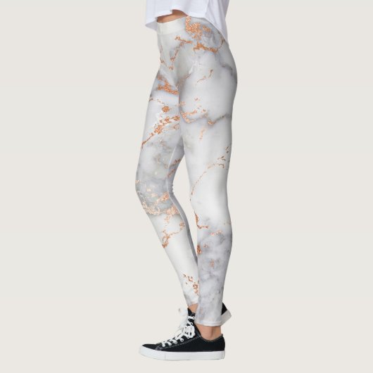 Zandaccenten en wit abstract patroon leggings (Links)