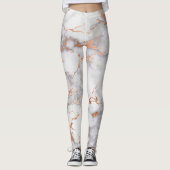 Zandaccenten en wit abstract patroon leggings (Voorkant)