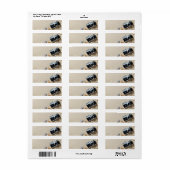 Zandachtergrond. Concept met oude retro camera Etiket (Full Sheet)