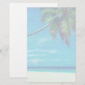 Zandachtig wit strand met tropische palmboom briefpapier (Voorkant / Achterkant)