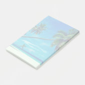Zandachtig wit strand met tropische palmen post-it® notes (Schuin)