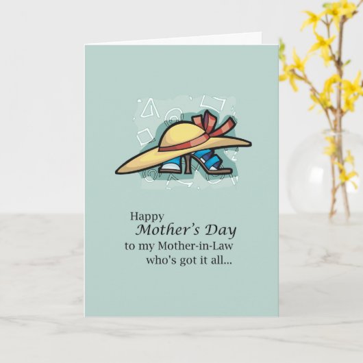 Zandalen Moederdag voor schoonmoeder-in-wet Pet Kaart (Gele Bloem)