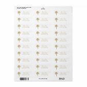 Zandbeige palmboomlogo strand bruiloft adres etiket (Full Sheet)