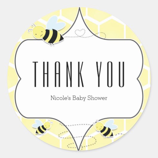 Zandbij Baby Shower Feest Favor Stickers (Voorkant)
