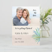 Zandborstel Lijn Beige Foto De datum opslaan Save The Date (Staand voorkant)