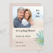 Zandborstel Lijn Beige Foto De datum opslaan Save The Date (Voorkant / Achterkant)