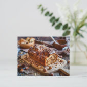 Zandcake met cacao en hazelnootcrème feestdagenkaart (Staand voorkant)