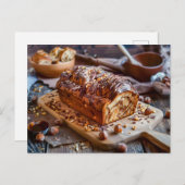 Zandcake met cacao en hazelnootcrème feestdagenkaart (Voorkant / Achterkant)