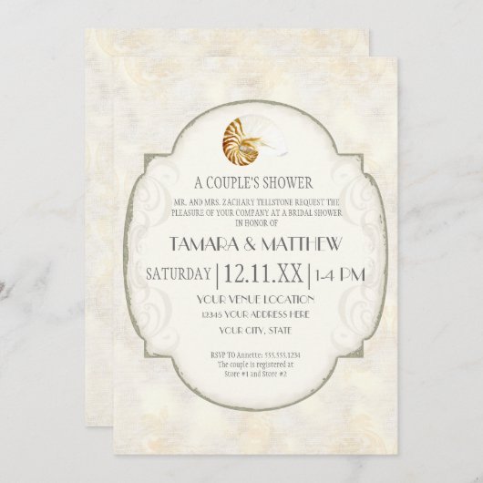 Zanddamast Nautilus Shell Ocean Beach Nautisch Kaart (Voorkant / Achterkant)