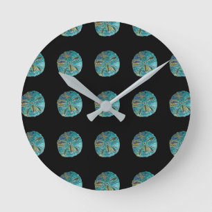 Zanddollar Abstract Patroon Gift Favor Blauwgroen  Ronde Klok