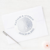 Zanddollar blauw ronde sticker (Envelop)