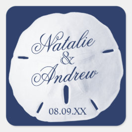 Zanddollar blauw vierkante sticker