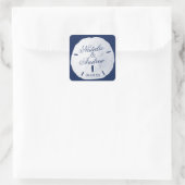 Zanddollar blauw vierkante sticker (Tas)