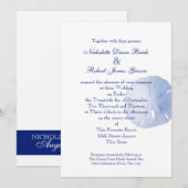 Zanddollar blauwe bruiloft kaart (Voorkant / Achterkant)