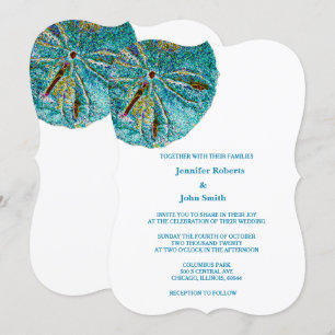 Zanddollar Blauwgroen Artsy Beach Nautische bruilo Kaart