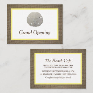 Zanddollar & Burlap Grand Opening Ceremonie Kaart Visitekaartje