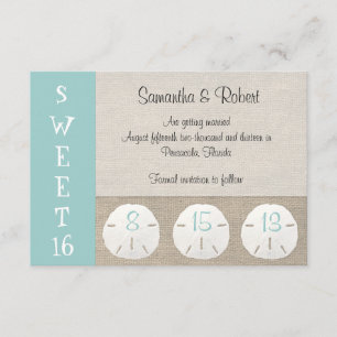 Zanddollar & Burlap Sweet 16 Uitnodiging