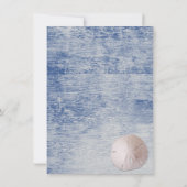Zanddollar en Kanten Blauwe Bruiloftsdouche Kaart (Achterkant)