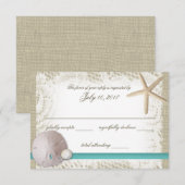 Zanddollar en parel respons RSVP kaartje (Voorkant / Achterkant)