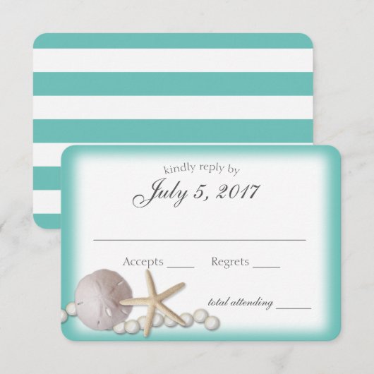 Zanddollar en Parels Strand Wedding Antwoord (Voorkant / Achterkant)