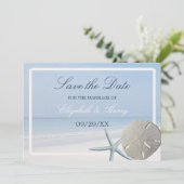 Zanddollar en staartroep save the date (Staand voorkant)