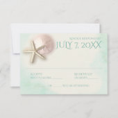 Zanddollar en Starfish Aqua Mint Respons RSVP Kaartje (Voorkant)