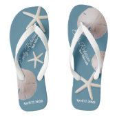 Zanddollar en Starfish Beach met naam en datum Teenslippers (Voetbed)