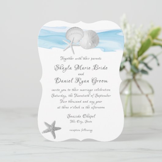 Zanddollar en Starfish Blue Caribbean Beach Kaart (Staand voorkant)