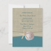 Zanddollar en Starfish Burlap Receptie Kaart (Achterkant)