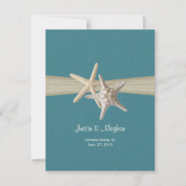 Zanddollar en Starfish Burlap Receptie Kaart