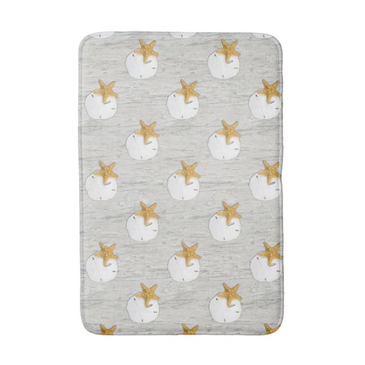 Zanddollar en zeeduivel op achtergrond badmat (Voorkant Verticaal)