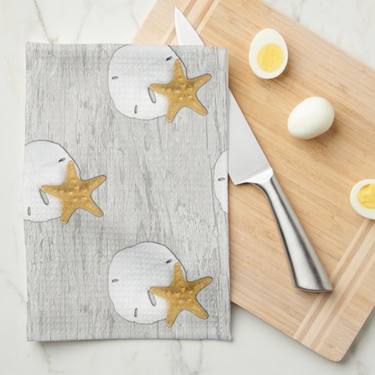 Zanddollar en zeeduivel op handdoeken (Quarter Fold)