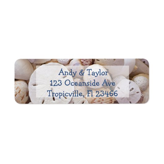 Zanddollar en Zeeschelpen Retouradreslabels Etiket (Voorkant)