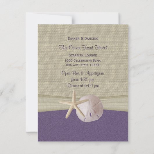 Zanddollar en zeesterren ontvangst kaart (Achterkant)