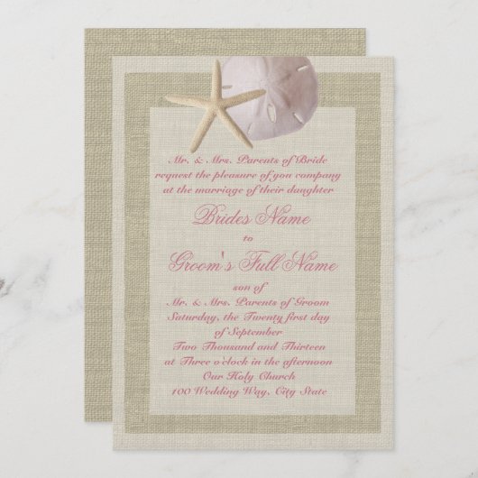 Zanddollar en zeesterren rustiek kaart (Voorkant / Achterkant)