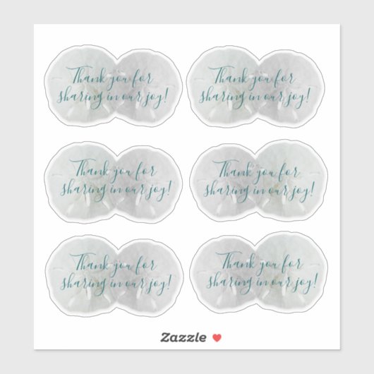 Zanddollar Huwelijk Bedankt Vorm Stickers (Vel)