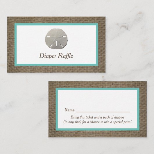 Zanddollar & Jute Luier Raffle Ticket (Voorkant / Achterkant)