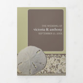 Zanddollar Kant,  Strand Bruiloft Drieluik Uitnodiging (Cover)