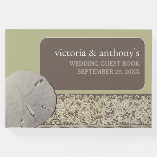 Zanddollar Kant,  Strand Bruiloft Gastenboek (Voorkant)