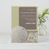 Zanddollar Kant, Strand Bruiloft Kaart (Staand voorkant)