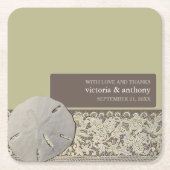 Zanddollar Kant,  Strand Bruiloft Kartonnen Onderzetters (Voorkant)