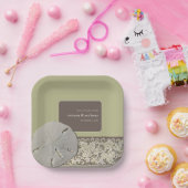 Zanddollar Kant,  Strand Bruiloft Papieren Bordje (Feest)