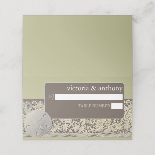 Zanddollar Kant,  Strand Bruiloft Plaatskaartje (Buitenkant ongevouwen)