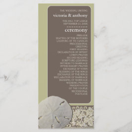 Zanddollar Kant,  Strand Bruiloft Programmakaart