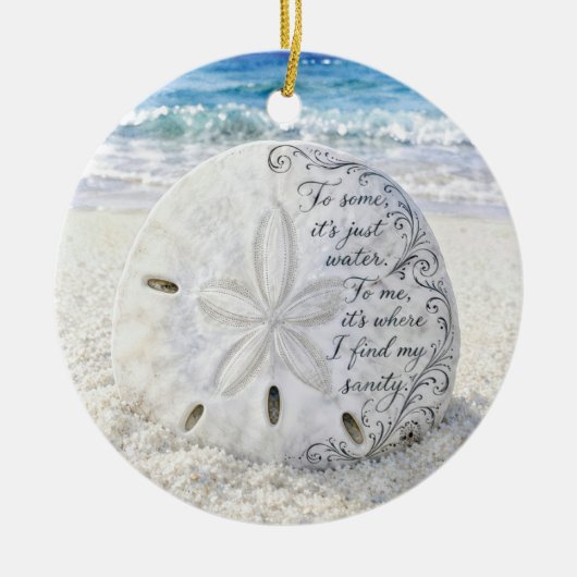 Zanddollar met inspirerende quote keramisch ornament (Voorkant)