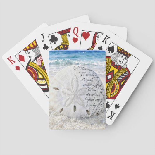 Zanddollar met inspirerende quote pokerkaarten (Achterkant)